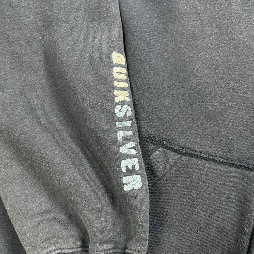 Quiksilver Hoodie Mens Medium Blue Full Zip Fleece Graphic Logo Sweatshirt - Picture 4 of 7